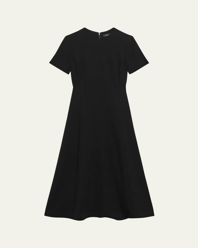 Admiral Crepe Flared Short-Sleeve Midi Dress